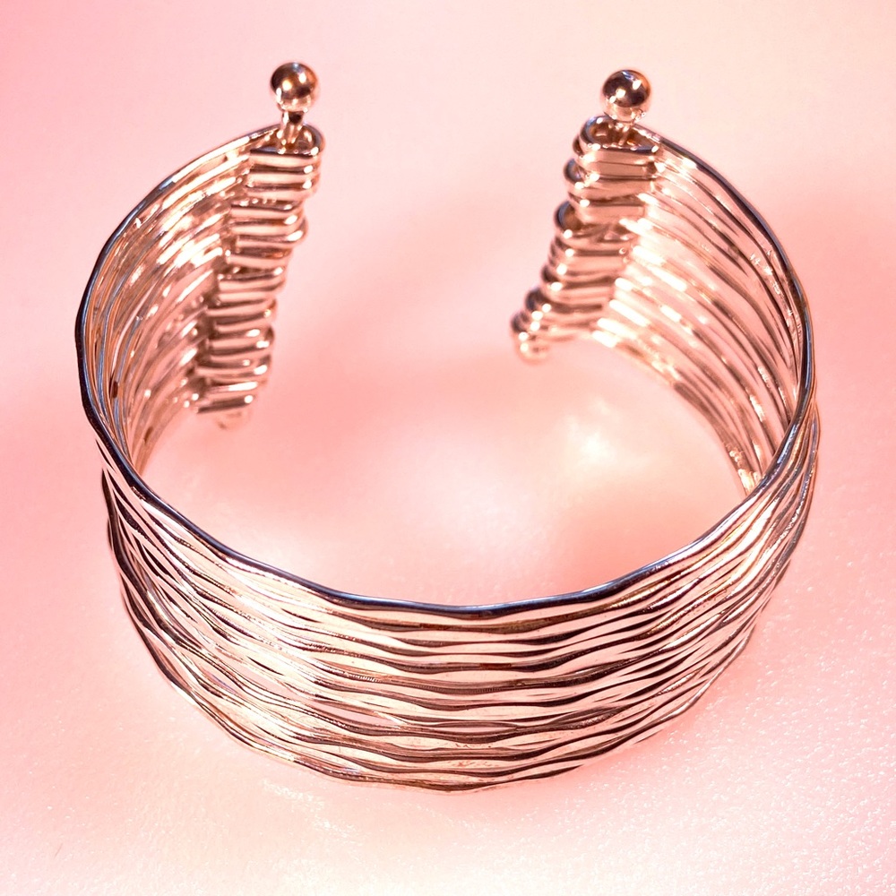 Silver Tone Stacking Look Cuff Bracelet - Picture 6 of 9